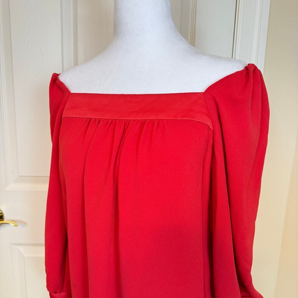 Trina Turk Chihiro Top Size Small Flowy Red Crepe Bold Colorful - Picture 3 of 8